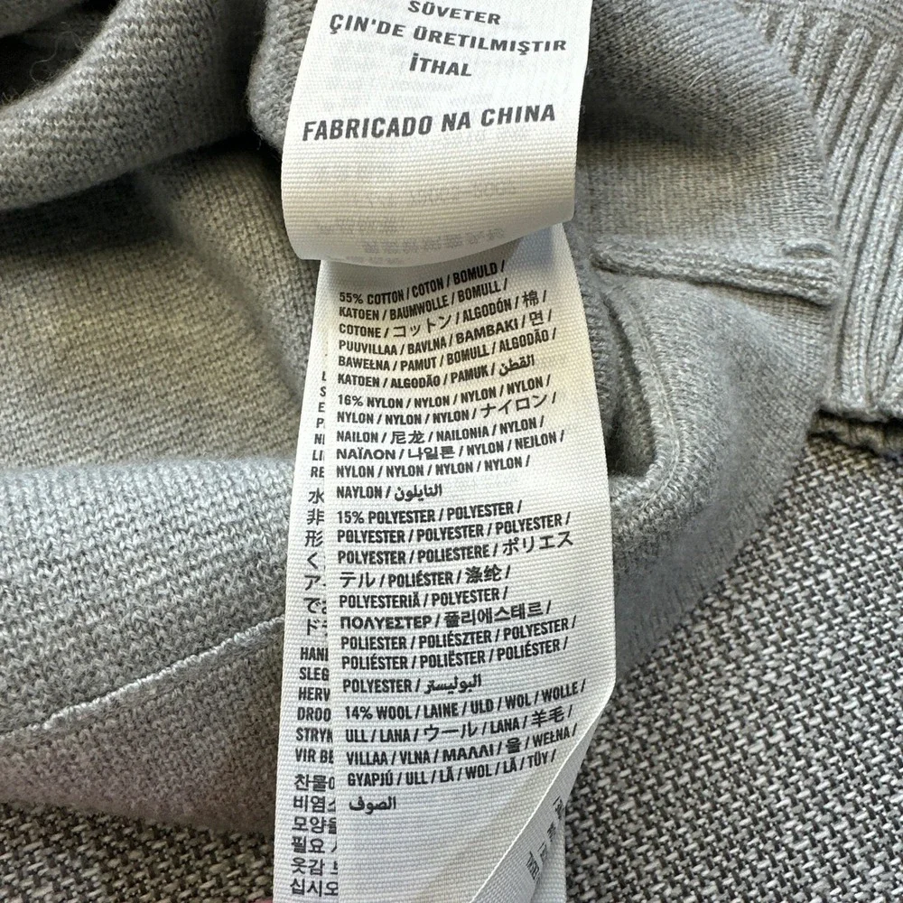 Abercrombie‎ Fitch Cardigan Sweater Mens Small Gray Button Front Moose Logo *